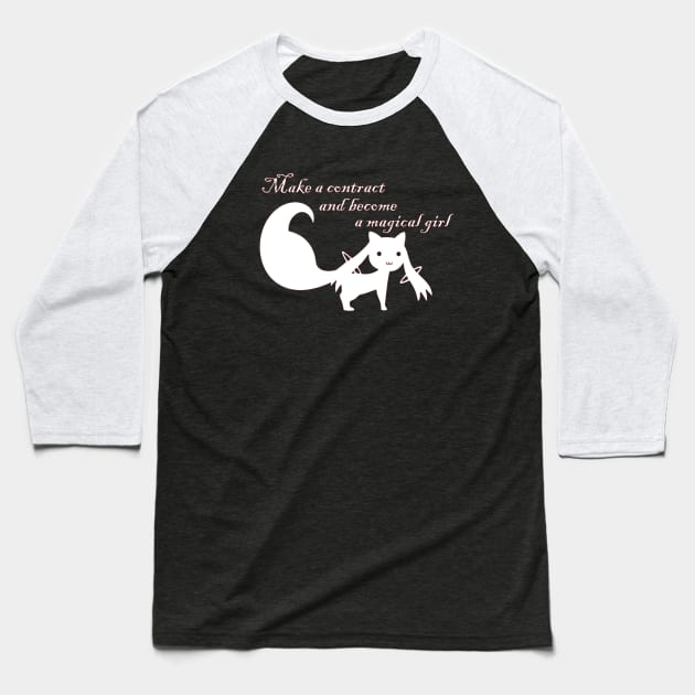 Kyubey Madoka Magica Baseball T-Shirt by OtakuPapercraft